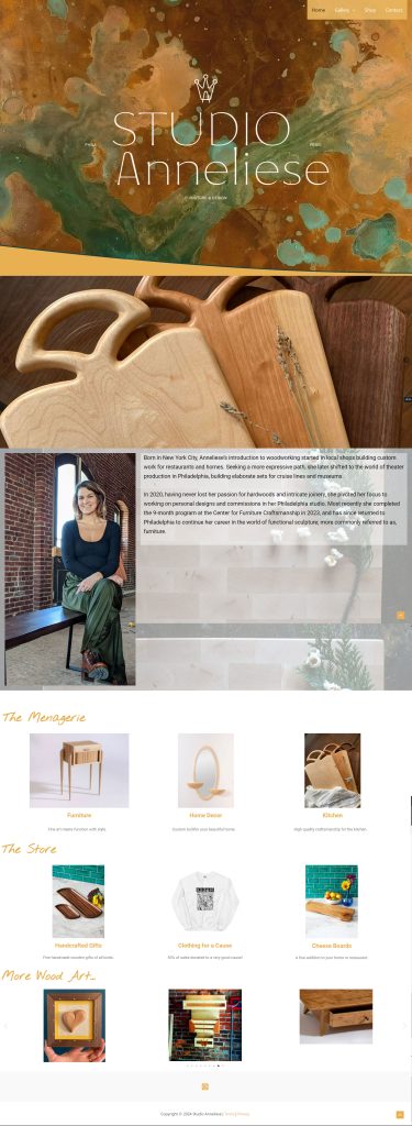 New Studio Annelise Website - Front page